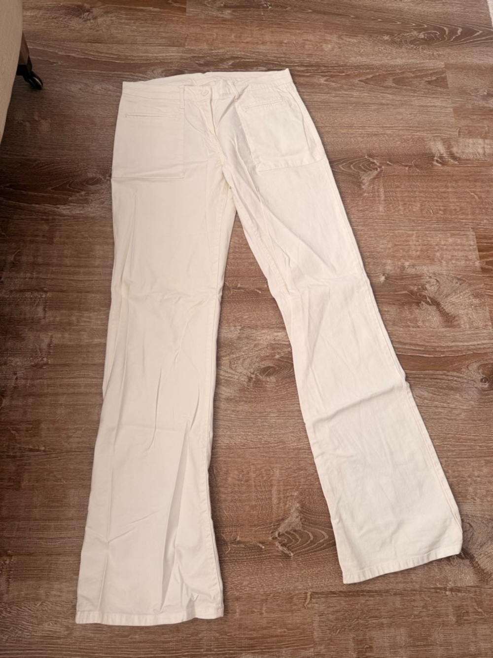 United colors of Benetton Cream Wide-Leg Cotton Pants